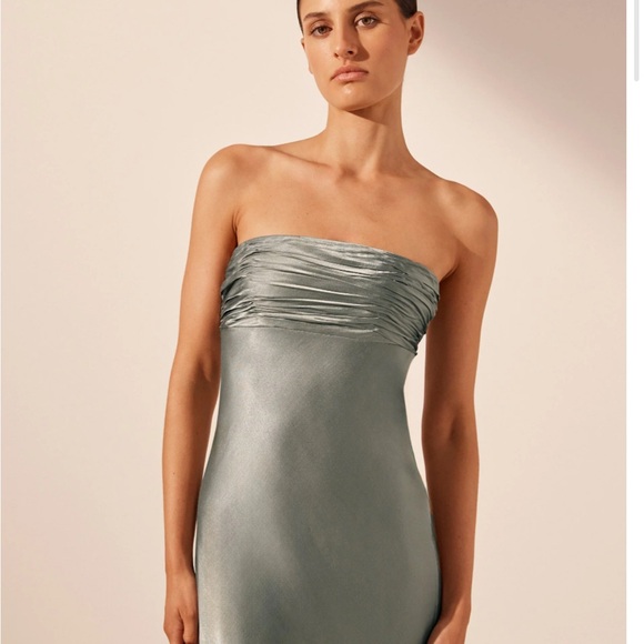 La Lune Strapless Ruched Bodice Maxi Dress - Sage - 4 - Picture 2 of 4